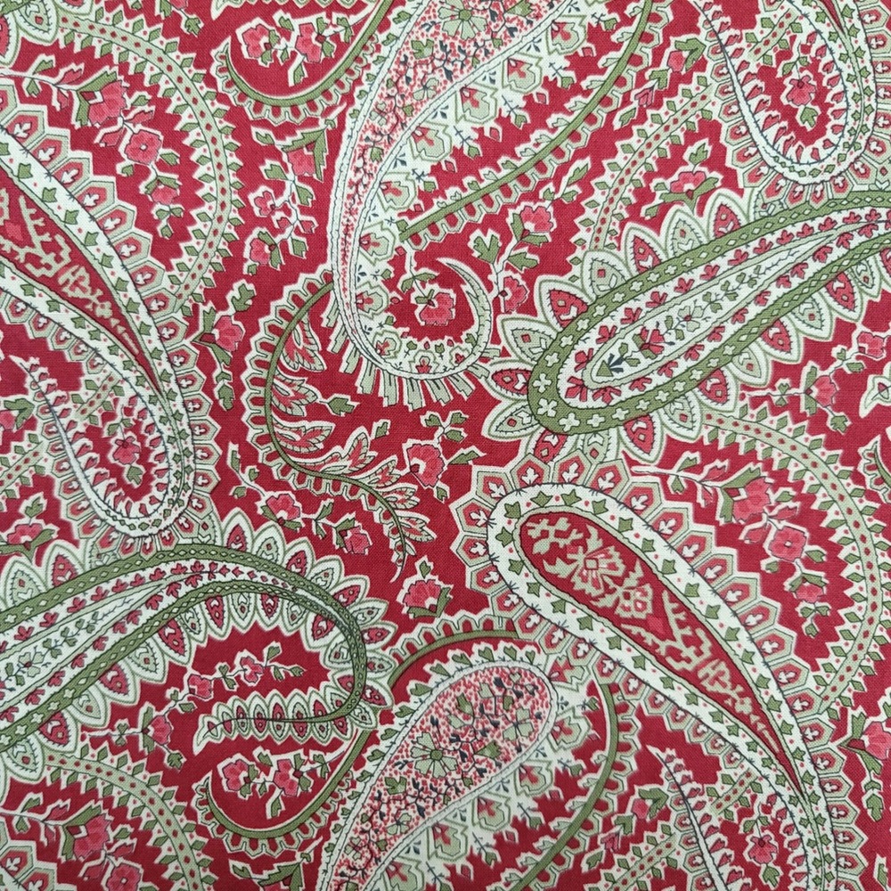 1-1/8yd Moda Poinsettia Plaza by 3 Sisters Red Green Paisley Cotton Fabric 44292